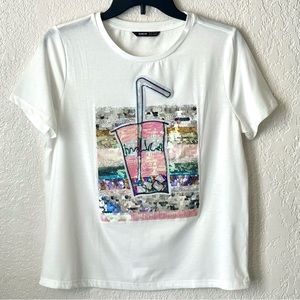 Colorblock Sequin Detail Top Size M